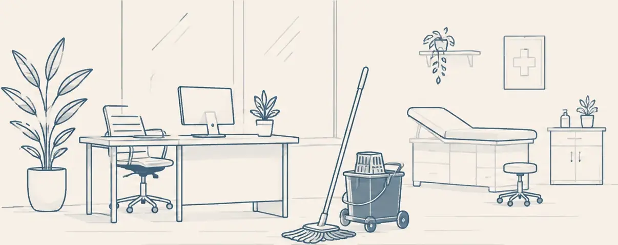 Illustration einer professionellen Büroreinigung