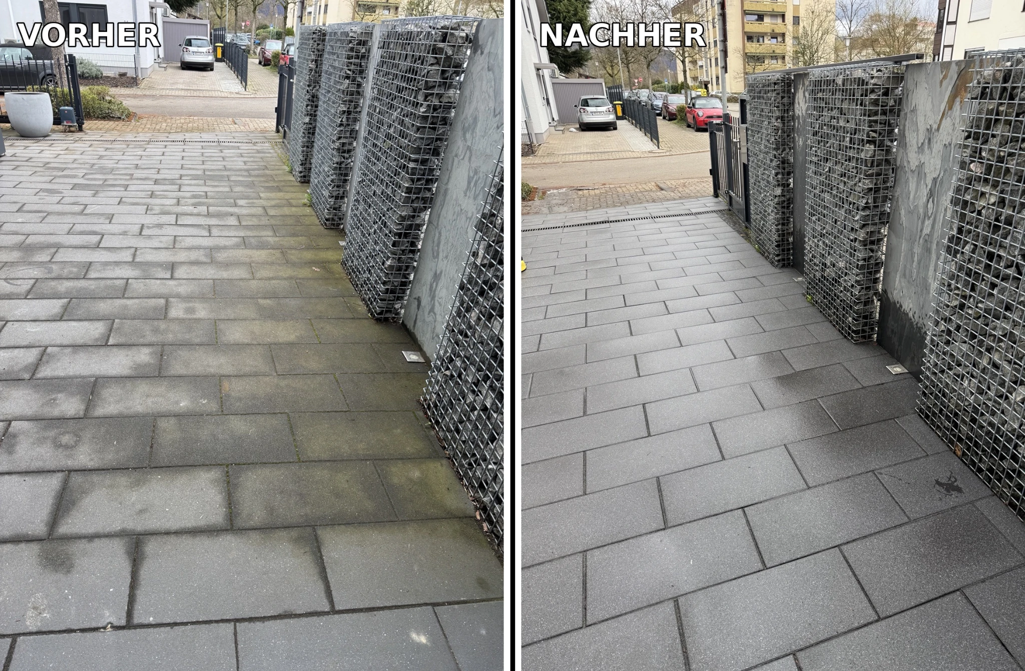 Vorher Nachher Pflasterreinigung