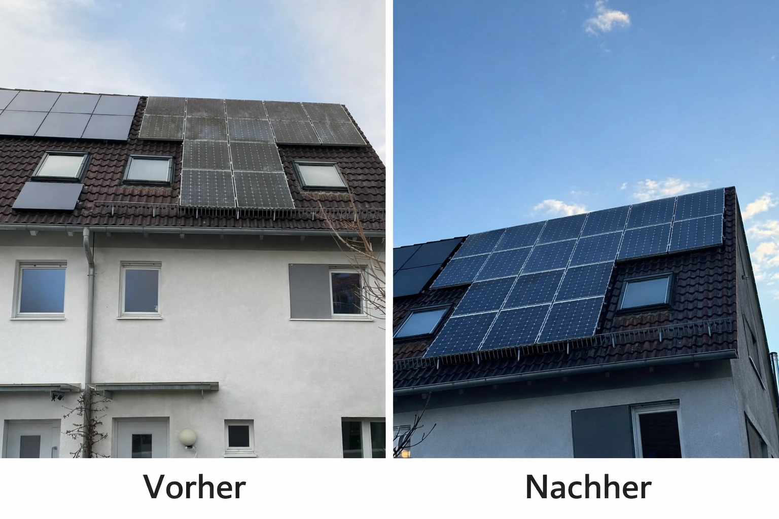 Vorher Nachher PV-Anlagenreinigung