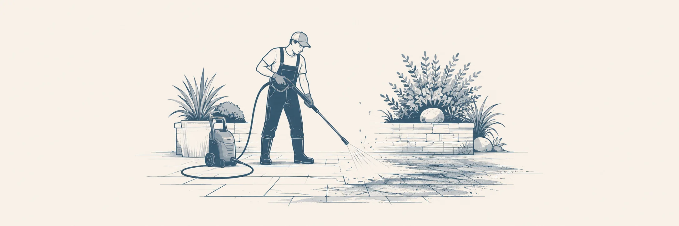 Illustration Stein- und Terrassenreinigung