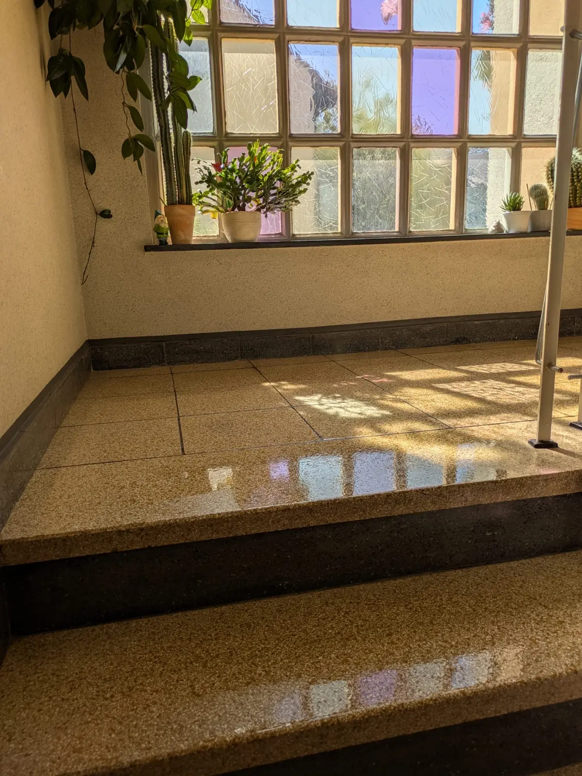 Gereinigter und noch feuchter Treppenhausboden nach der Reinigung